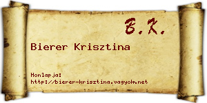 Bierer Krisztina névjegykártya